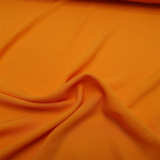 Tecido crepe 100% poliéster rústico laranja