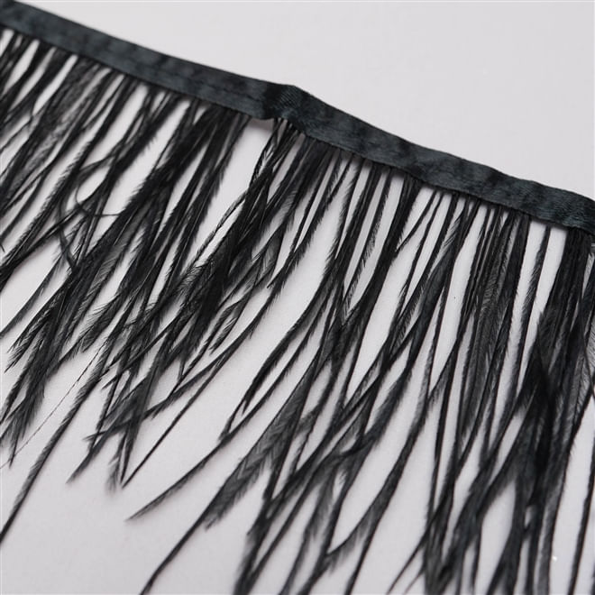 Tecido pluma de avestruz 2 fios preto - largura 10/13cm
