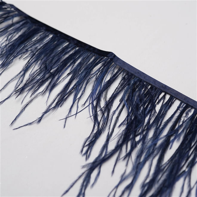 Tecido pluma de avestruz 2 fios azul marinho-largura 10/13cm
