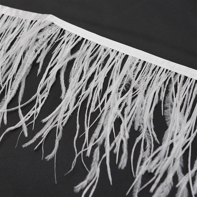Tecido pluma de avestruz 2 fios branco - larg 10/13cm
