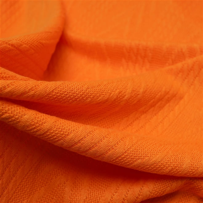 Tecido malha tricot jacquard laranja