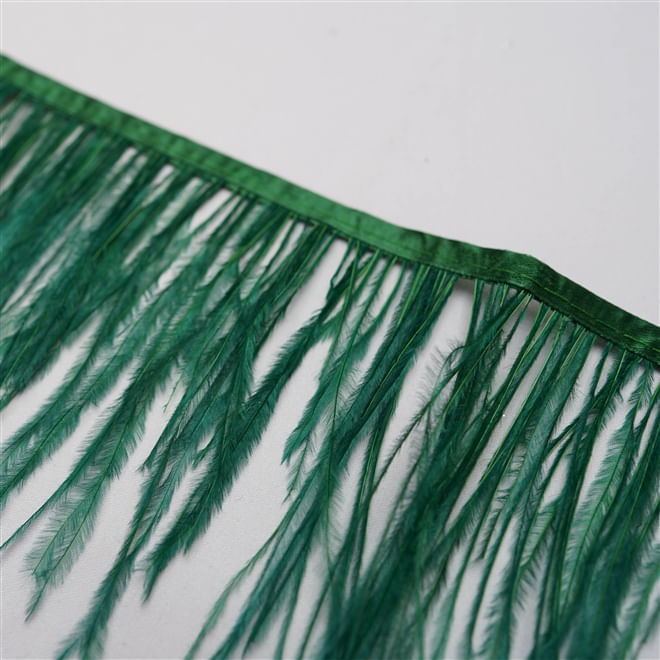 Tecido pluma de avestruz 2 fios verde escuro - larg 10/13cm