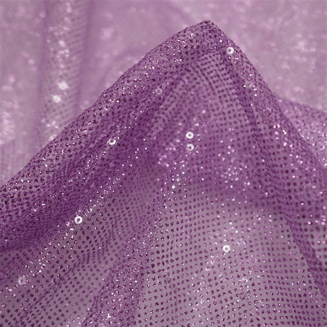 Tecido tule com glitter paetizado lilás