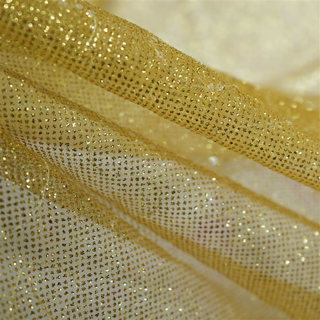 Tecido tule com glitter paetizado dourado