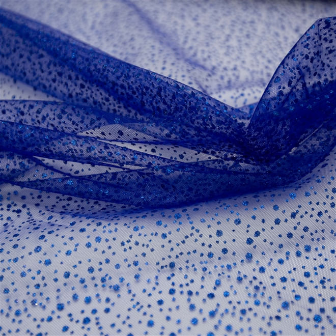 Tecido tule com glitter (explosão) azul royal