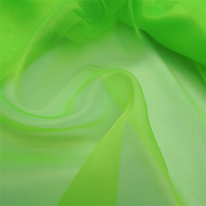 Tecido organza cristal verde neon
