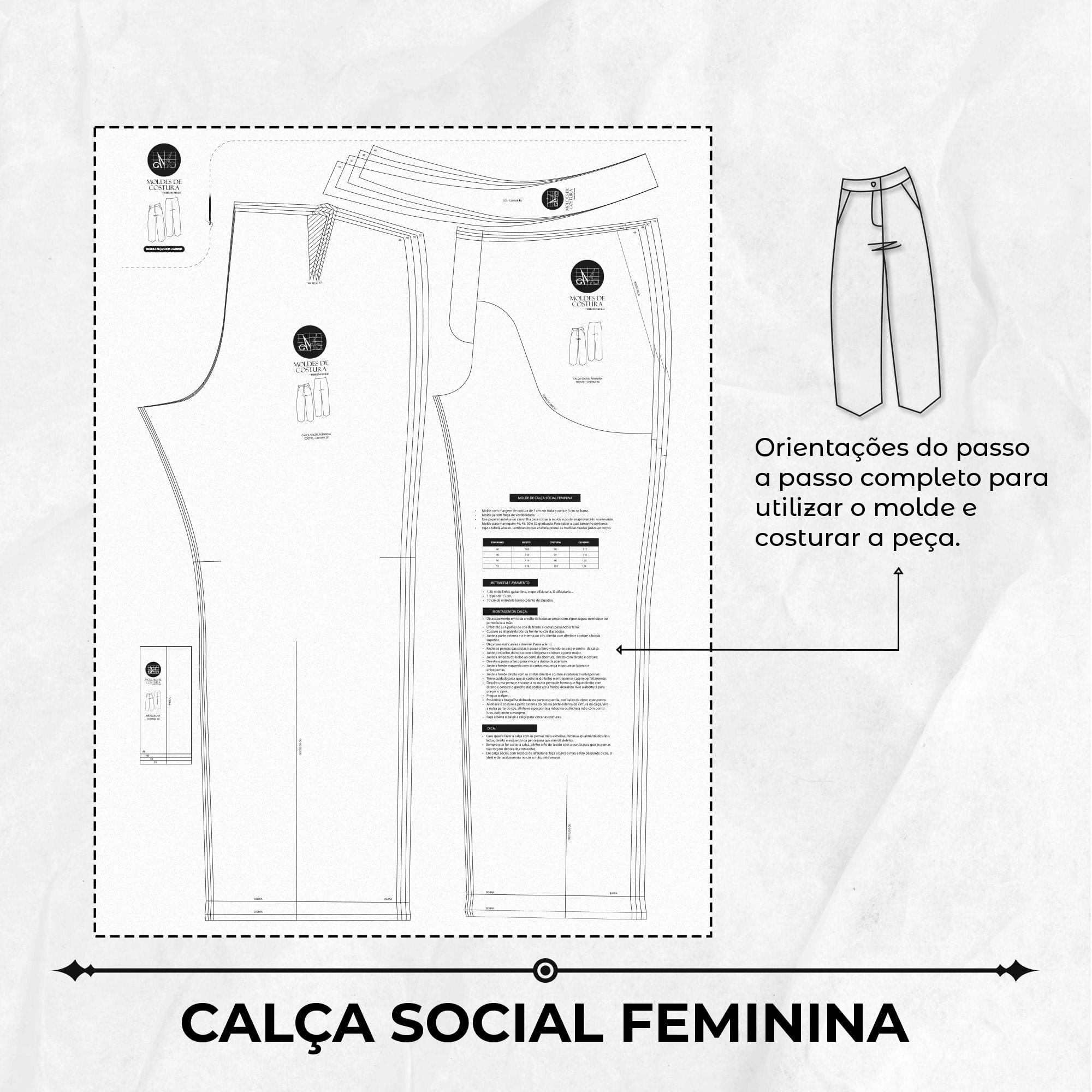 Calça feminina social casual com bolso passa fácil com elastano