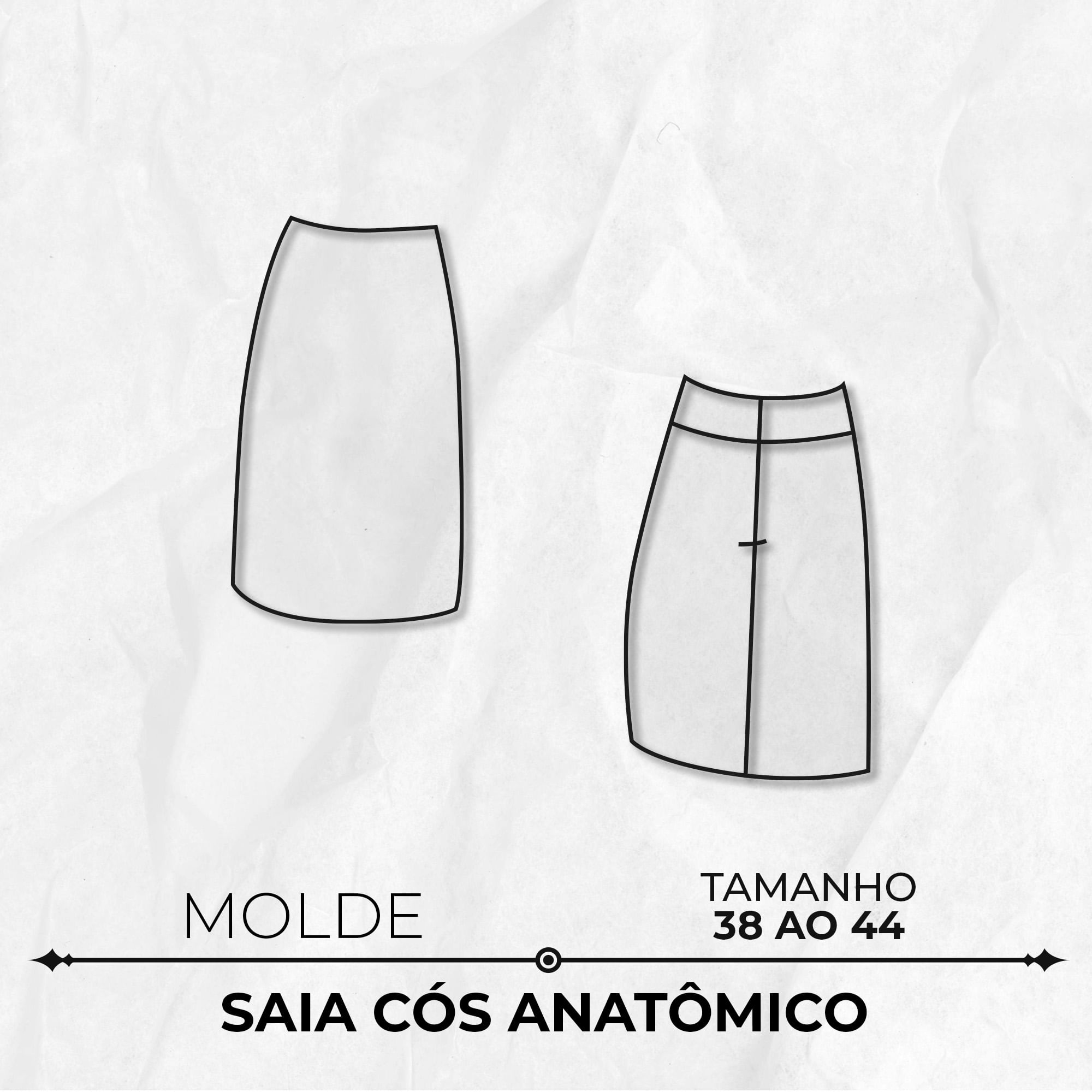Molde de saia cós anatômico tamanho 38 ao 44 by Marlene Mukai