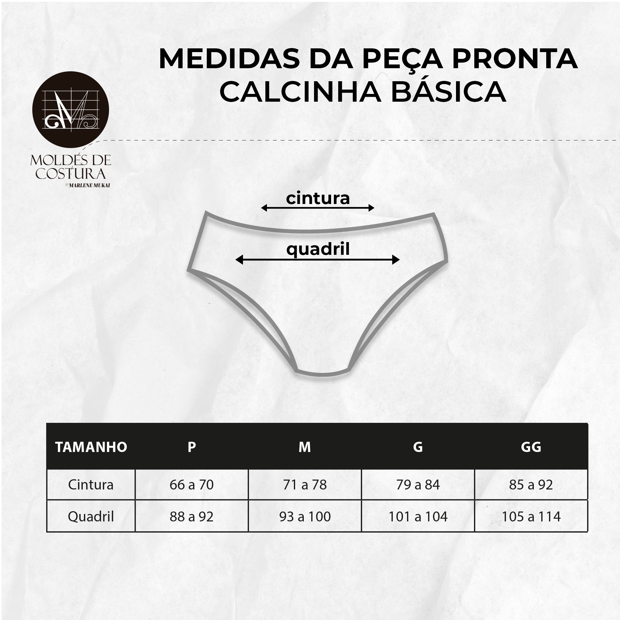 Molde lingerie calcinha básica by Marlene Mukai