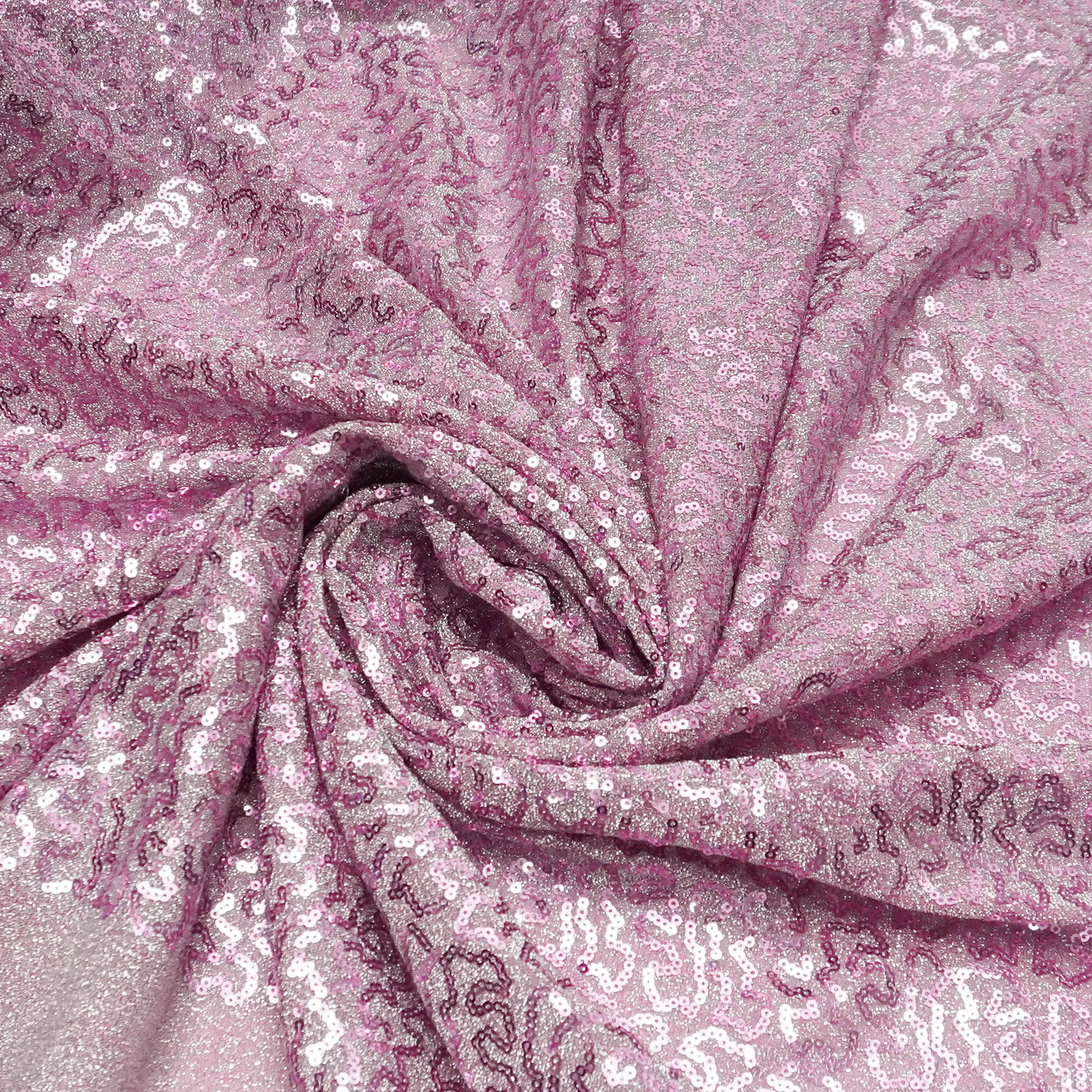 Tecido malha lurex paetizado rosa