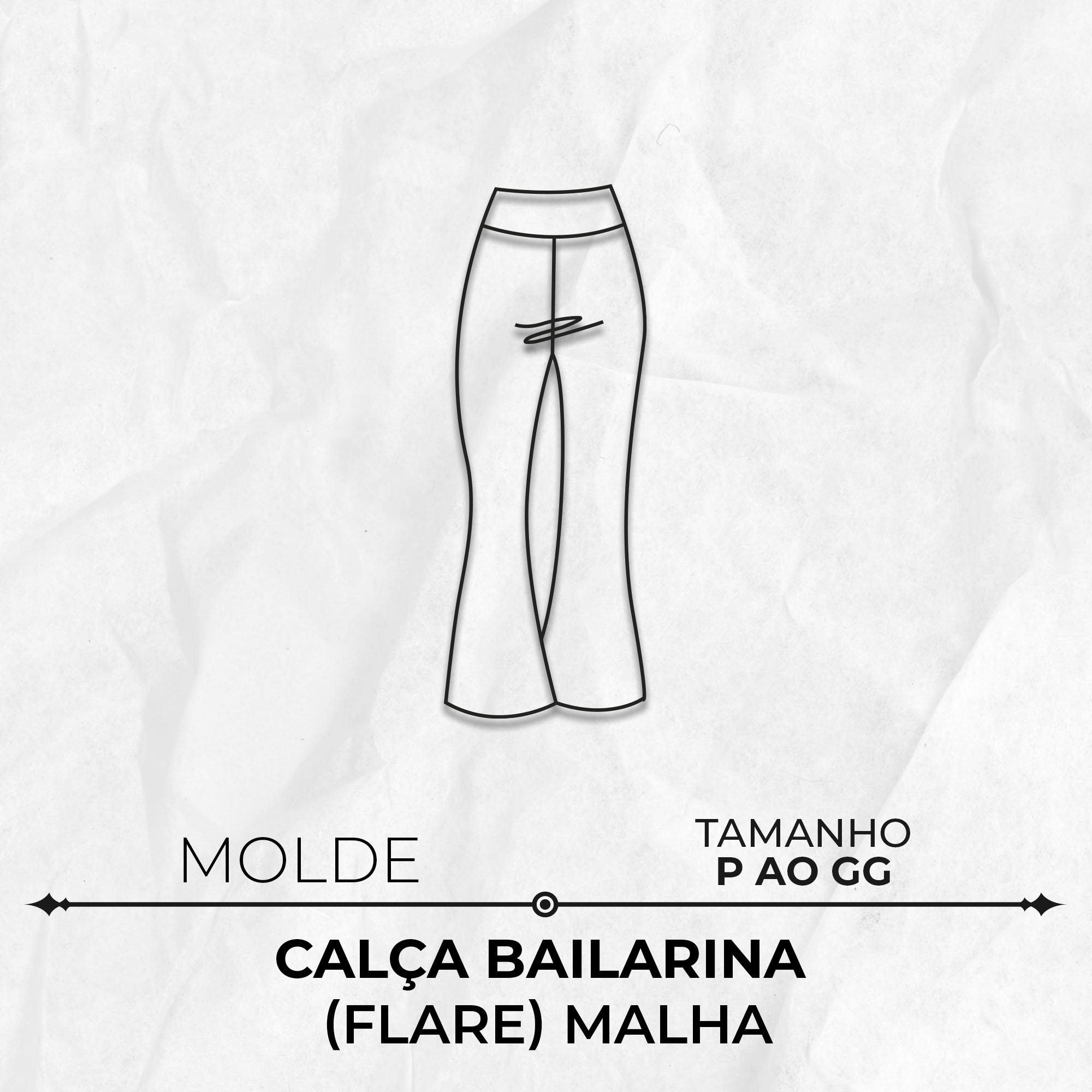 Molde calça bailarina (flare) malha P ao GG by Marlene Mukai