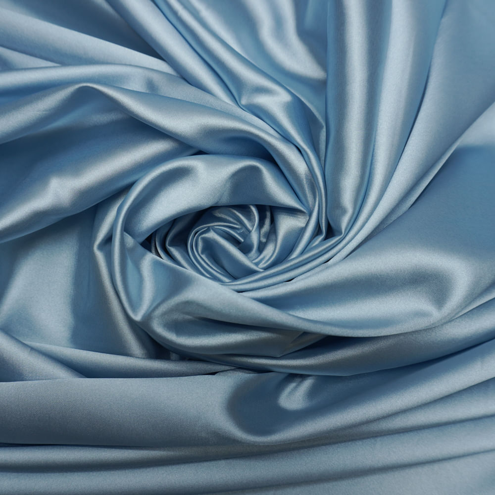 Tecido cetim toque de seda com elastano azul bebê