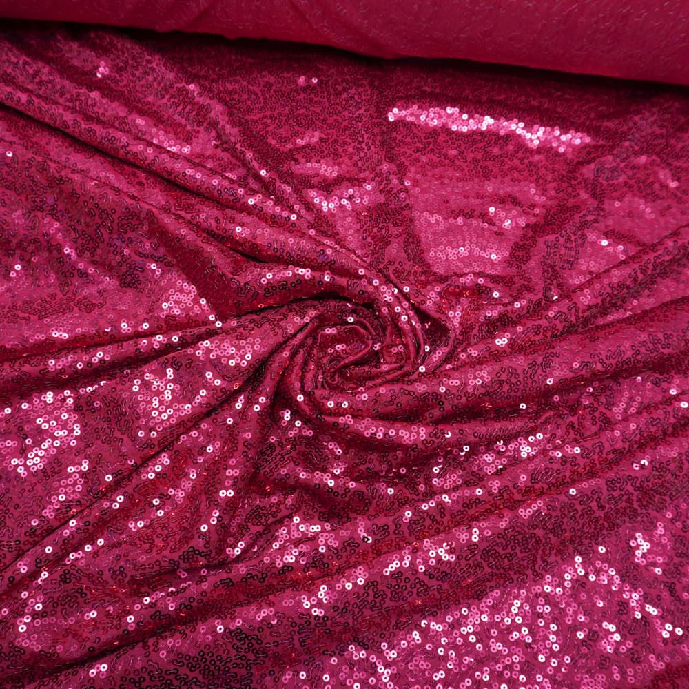 Tecido malha bordado paetê pink