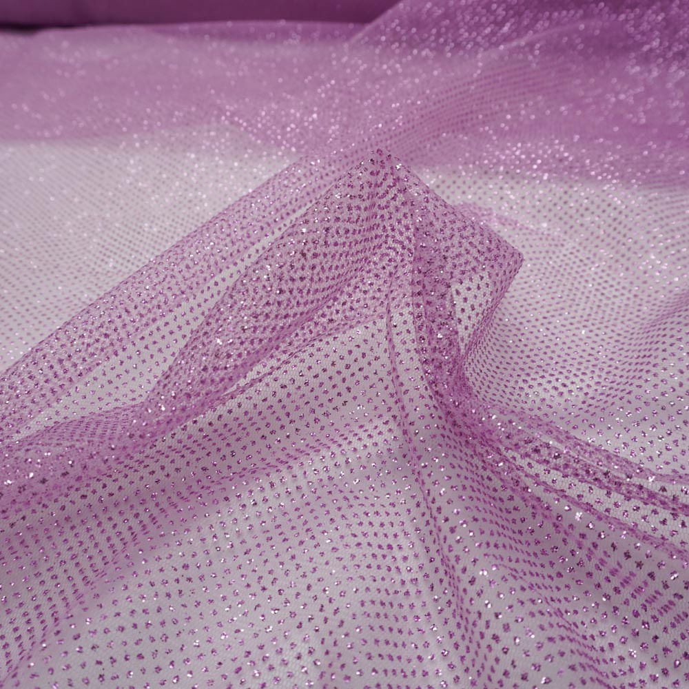 Tecido tule com glitter lilás