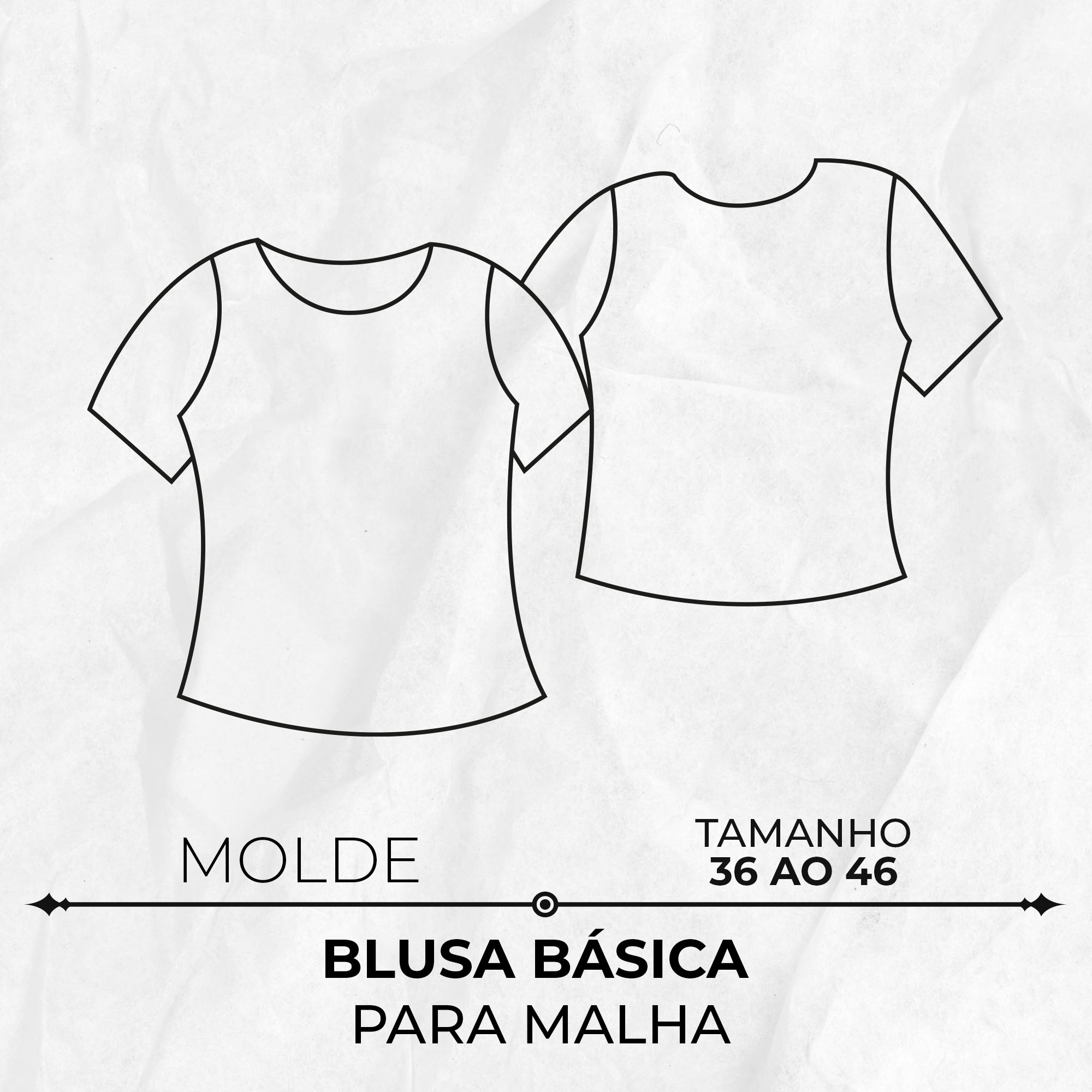Molde blusa básica para malha 36 ao 46 by Marlene Mukai