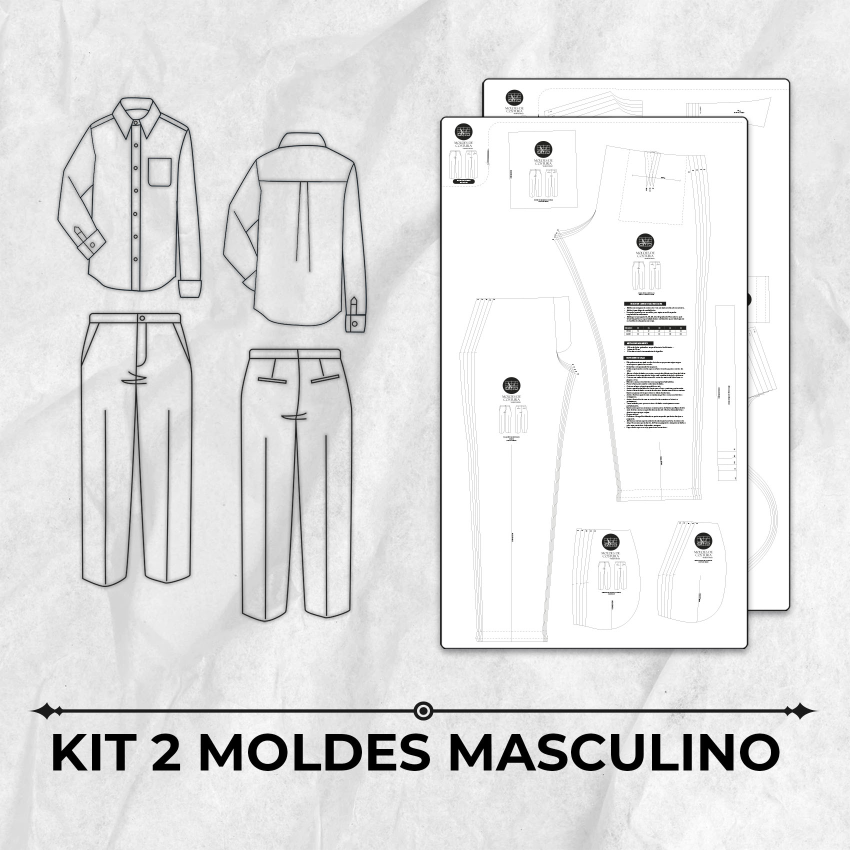 Kit 2 moldes masculino by Marlene Mukai