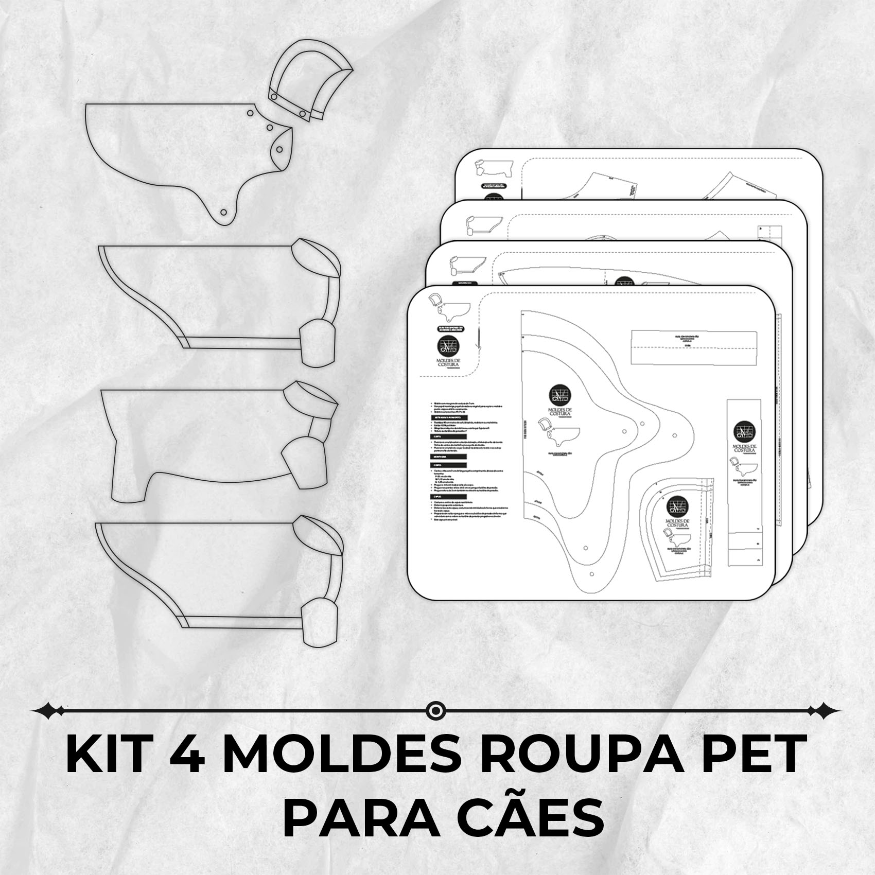 Kit 4 moldes roupa pet para cães by Marlene Mukai
