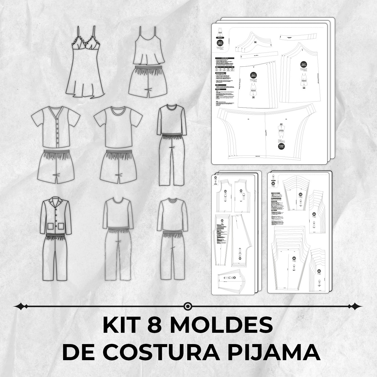 Kit moldes de costura pijama By Marlene Mukai Maximus