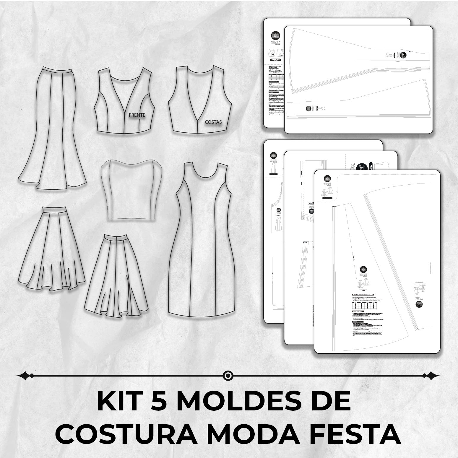 Kit 4 moldes de costura calças by Marlene Mukai