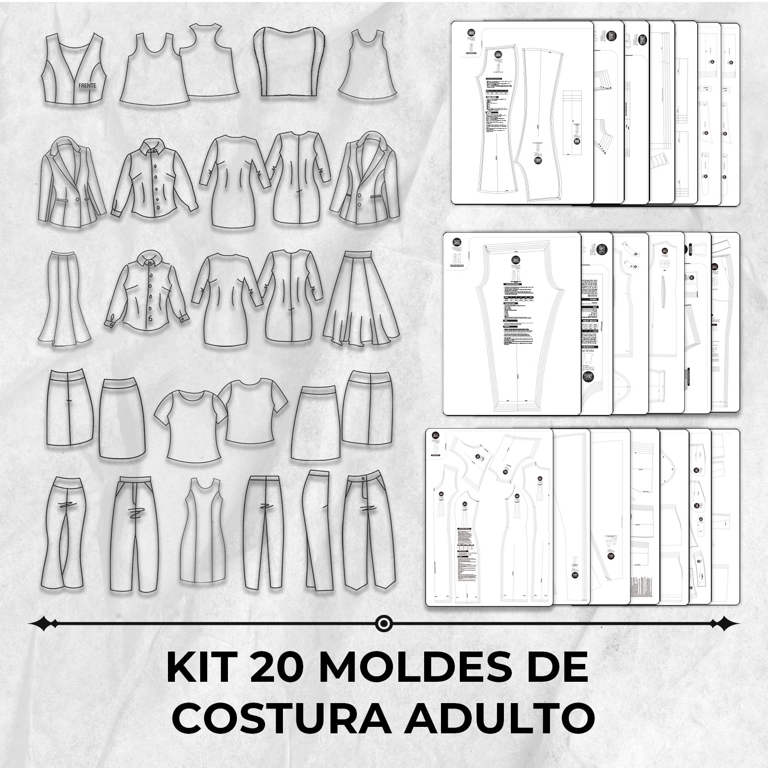 Kit 20 moldes de costura adulto by Marlene Mukai