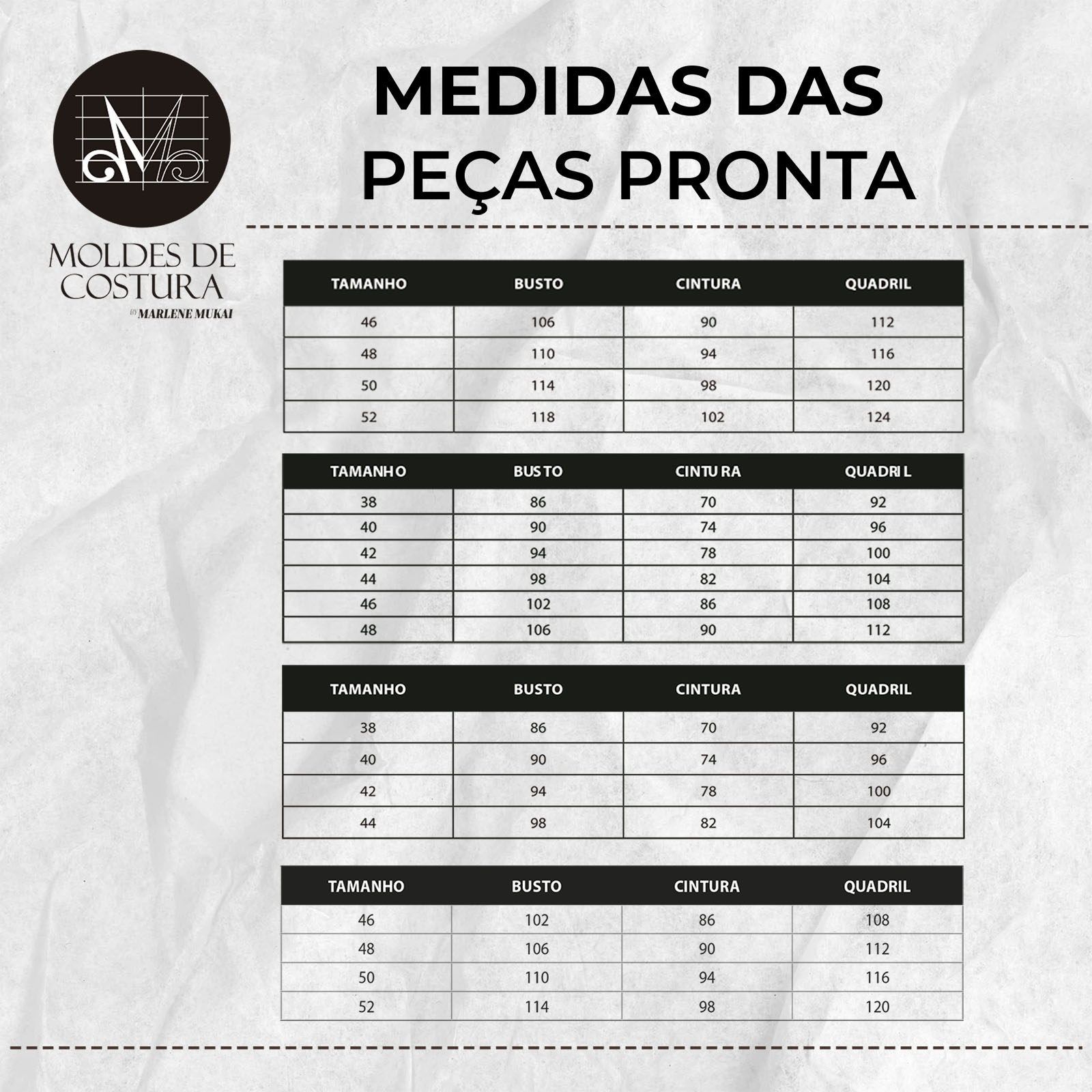 Kit 15 moldes de costura para tecido plano by Marlene Mukai
