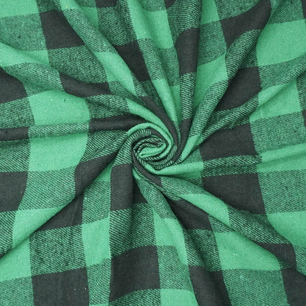 Tecido flanelado xadrez preto/verde