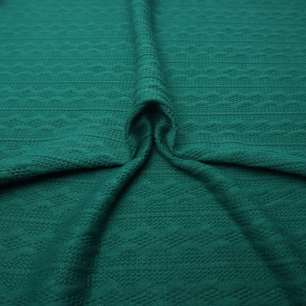 Tecido malha tricot jacquard verde esmeralda