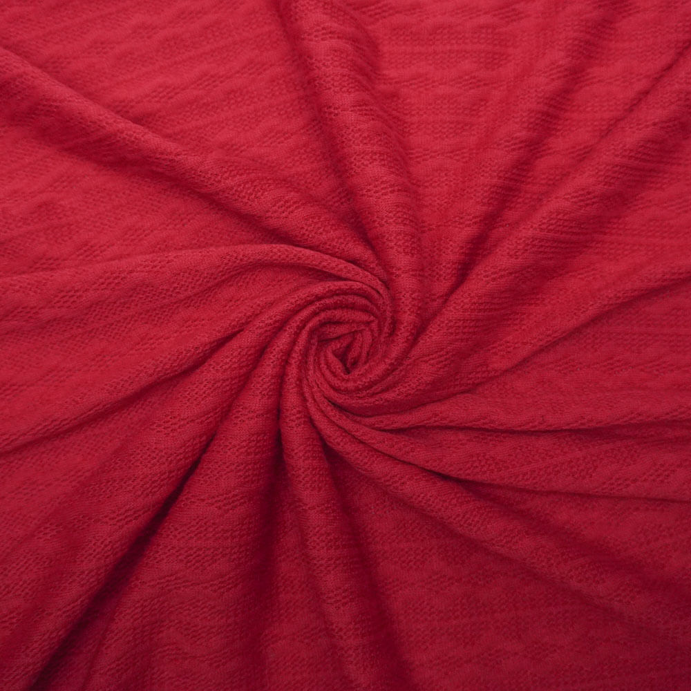 Tecido malha tricot jacquard vermelho
