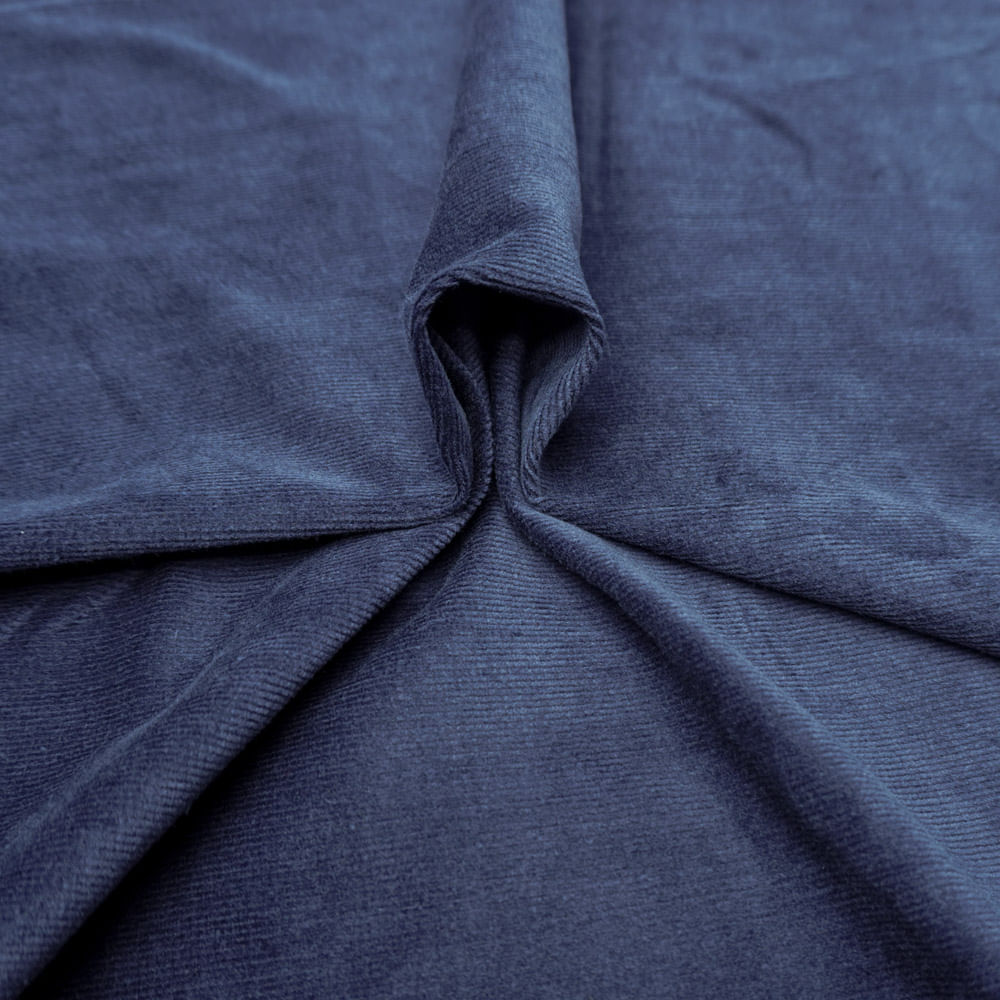 Tecido veludo cotelê com elastano azul marinho (outono/inverno)