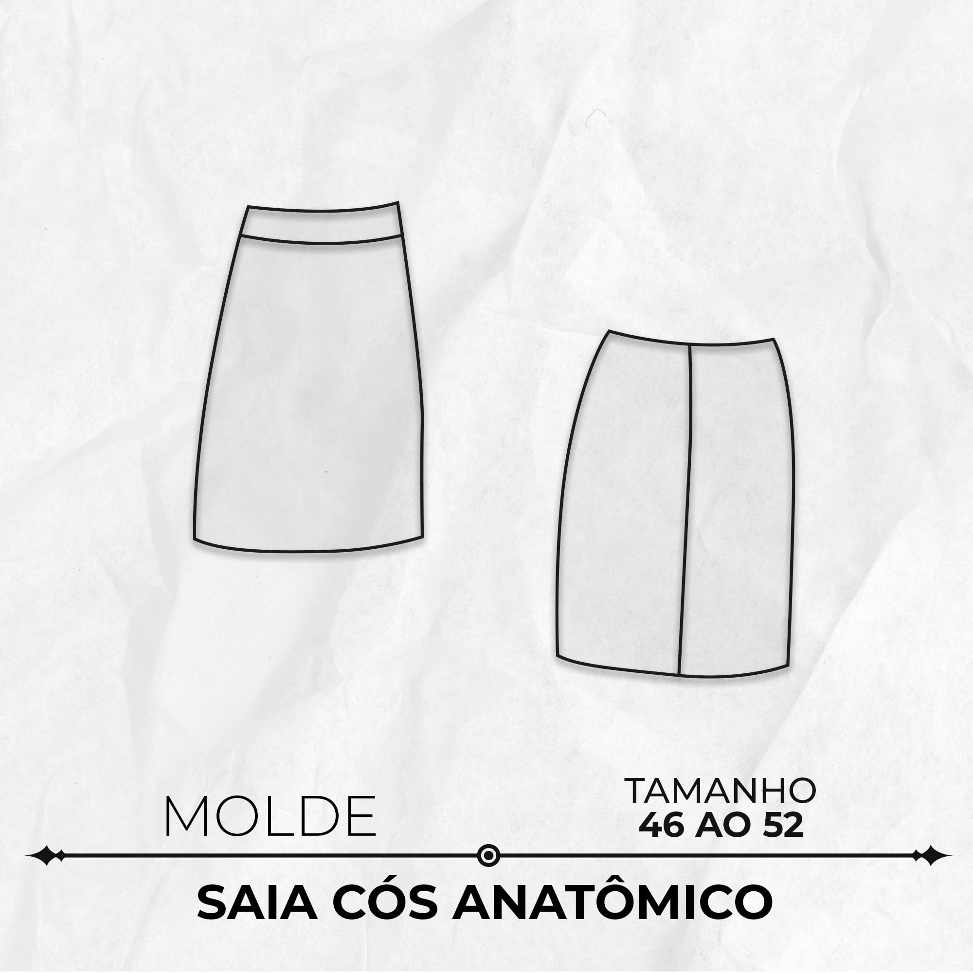 Molde de saia cós anatômico tamanho 46 ao 52 by Marlene Mukai