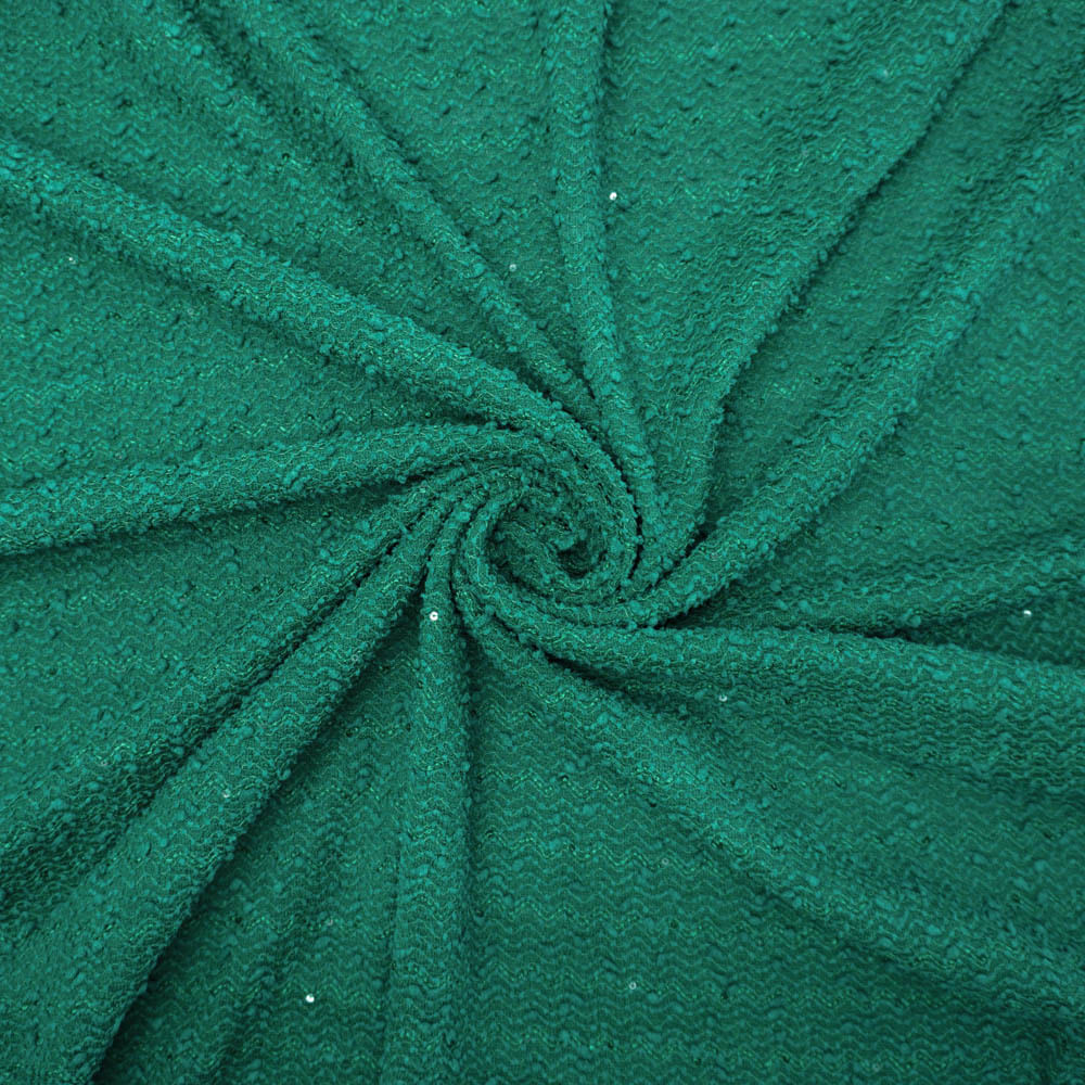 Tecido malha tweed (mini paetê) verde esmeralda