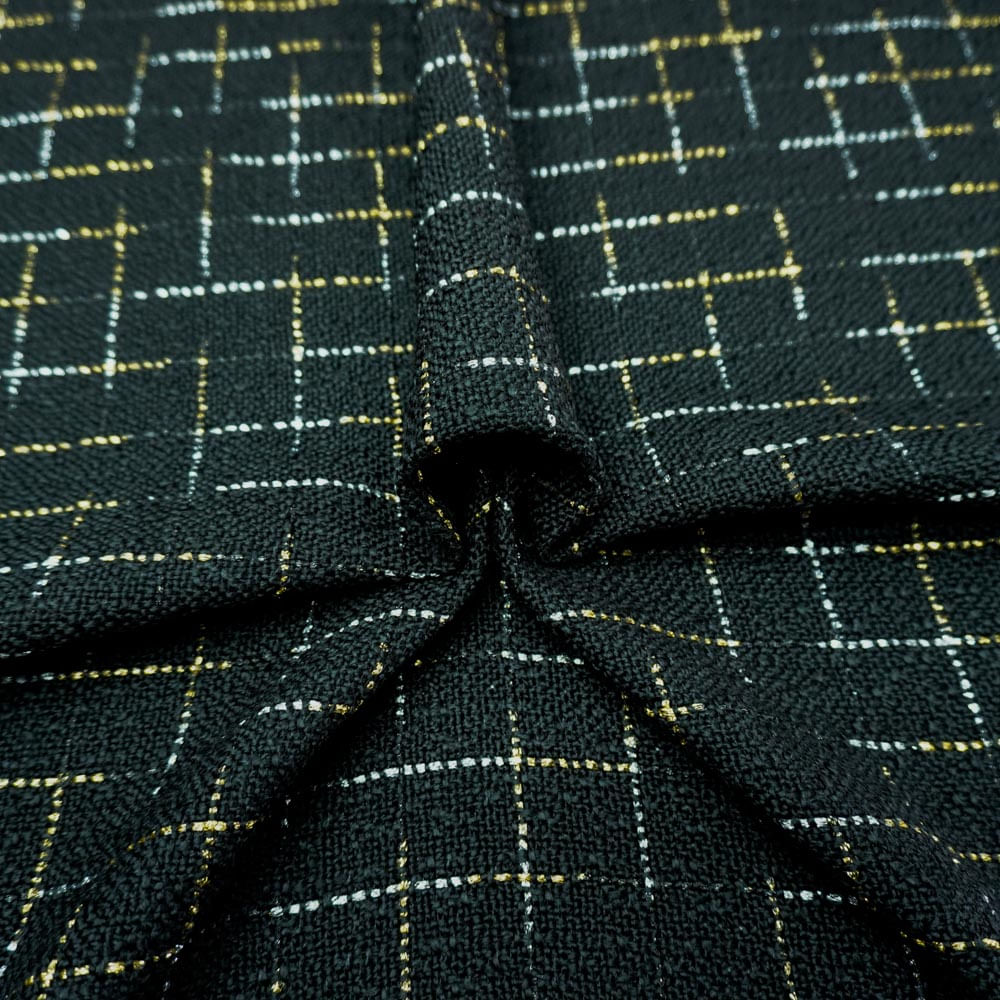 Tecido tweed preto fio lurex