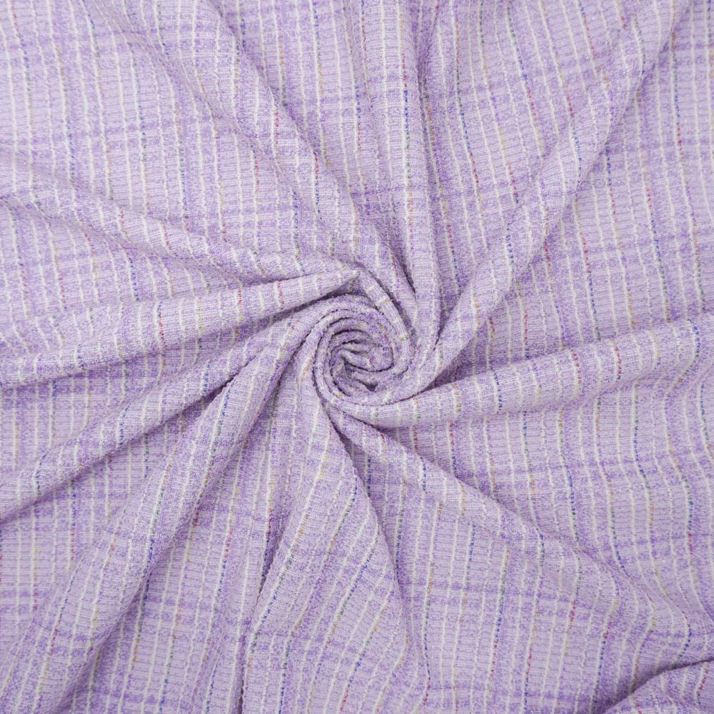 Tecido malha tweed lilás fio metalizado