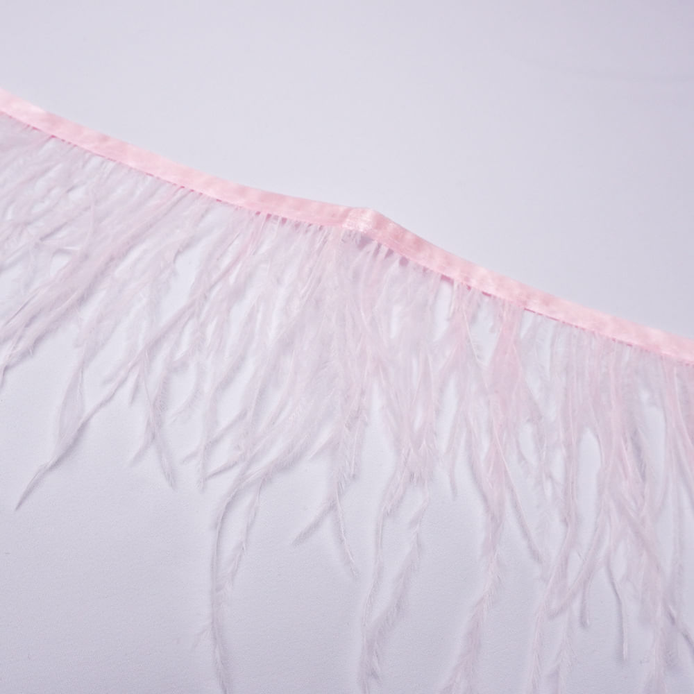 Tecido pluma de avestruz 2 fios rosa bebê - larg 10/13cm