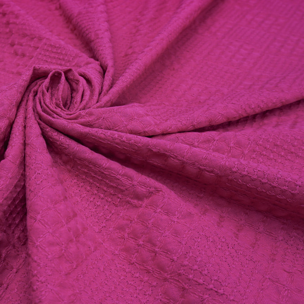 Tecido linho misto bordado pink