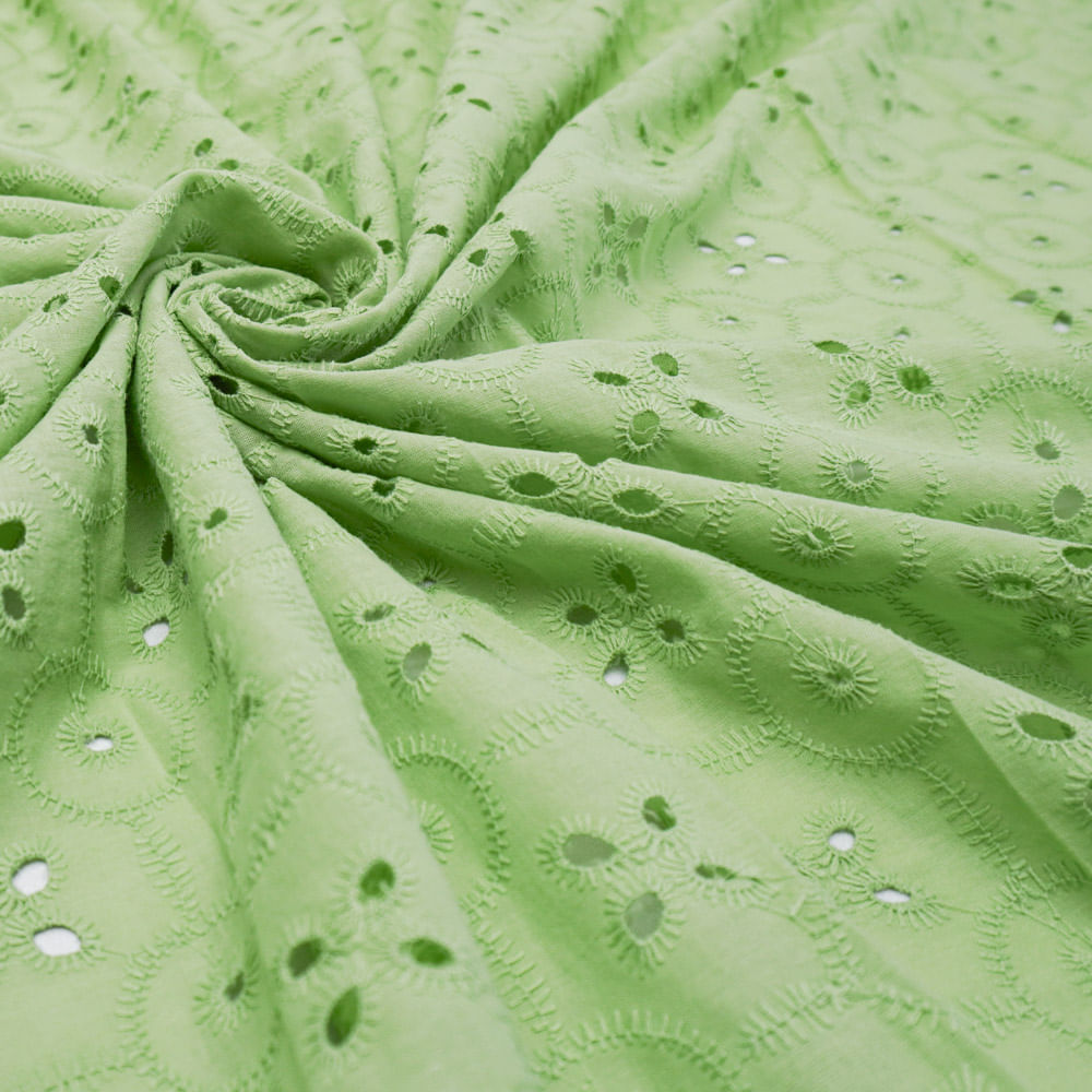 Tecido laise puro algodão verde oliva claro