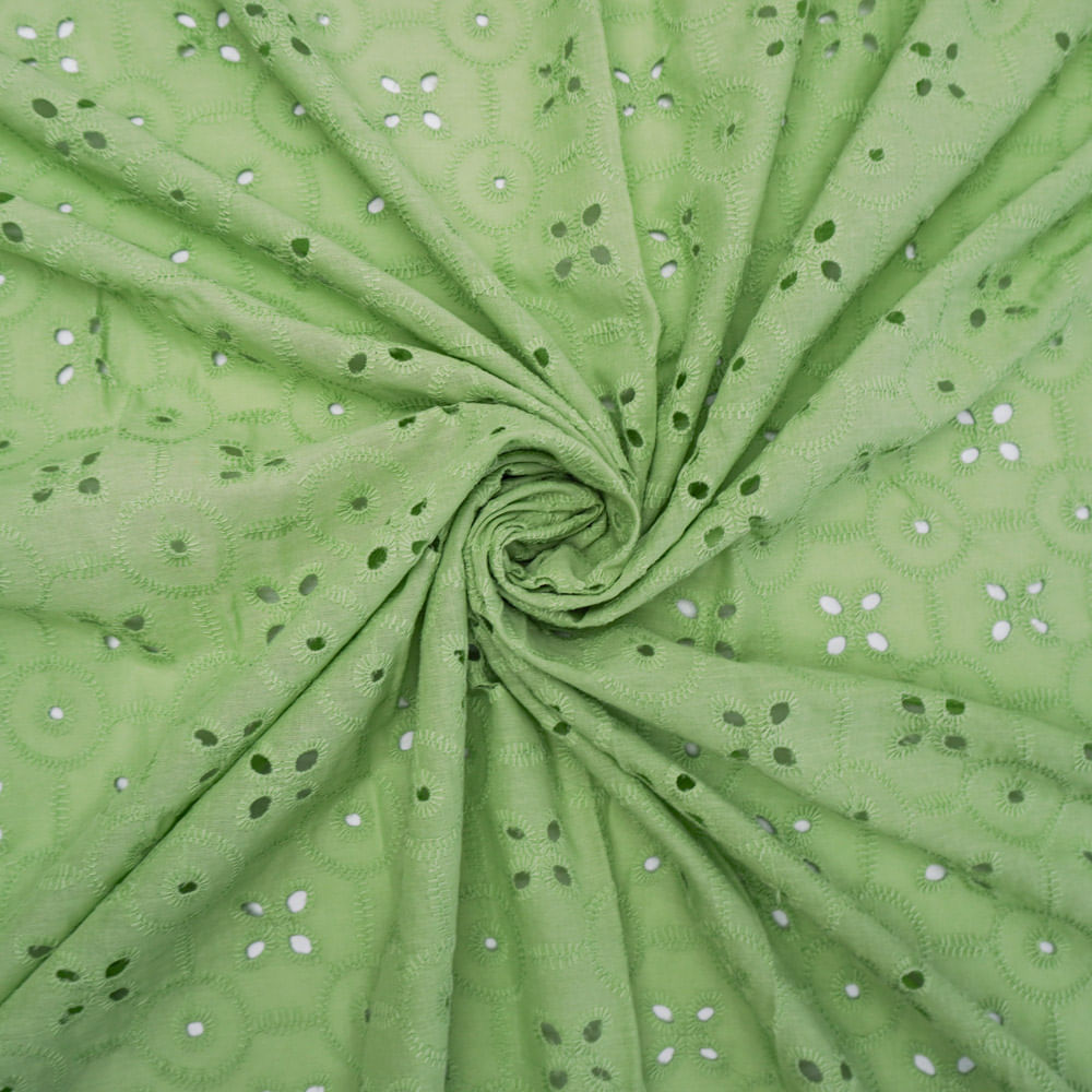 Tecido laise puro algodão verde oliva claro