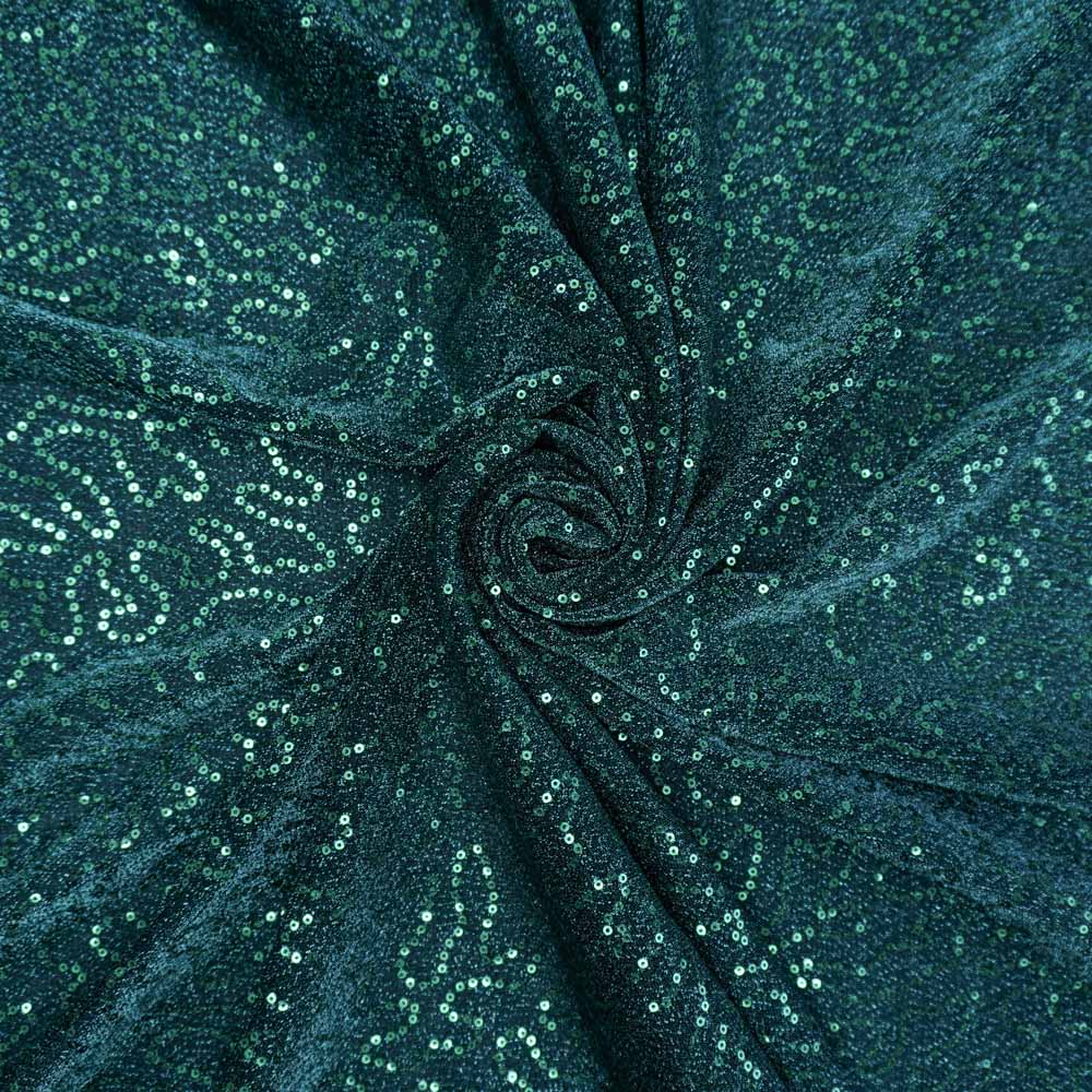 Tecido malha lurex paetizado verde esmeralda