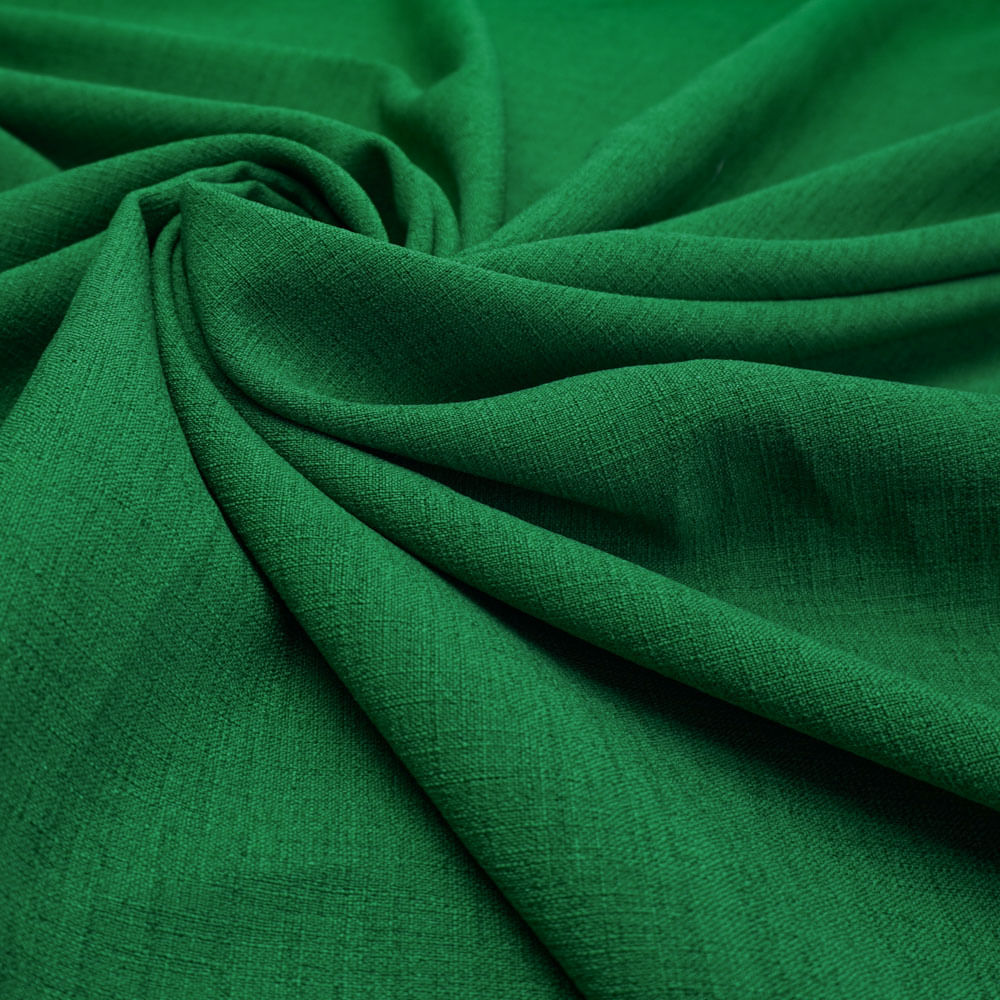 Tecido poliéster com textura de linho verde bandeira