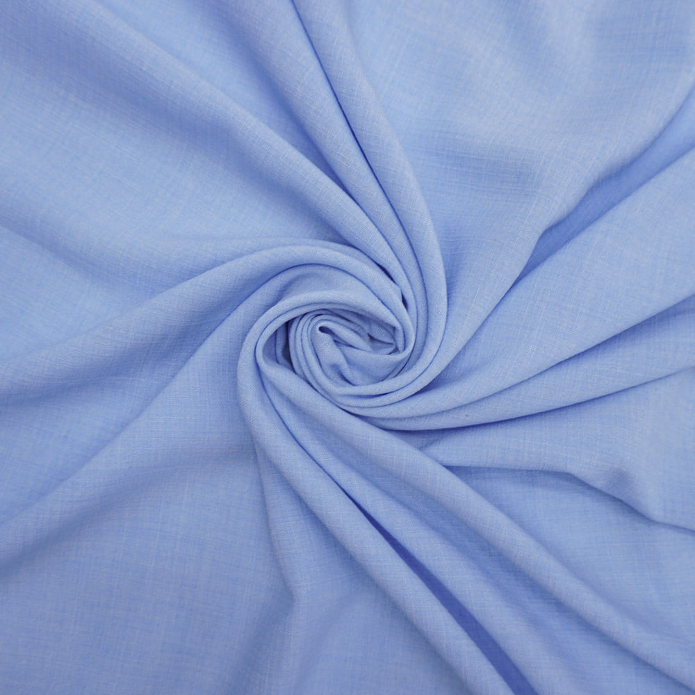 Tecido poliéster com textura de linho azul serenity