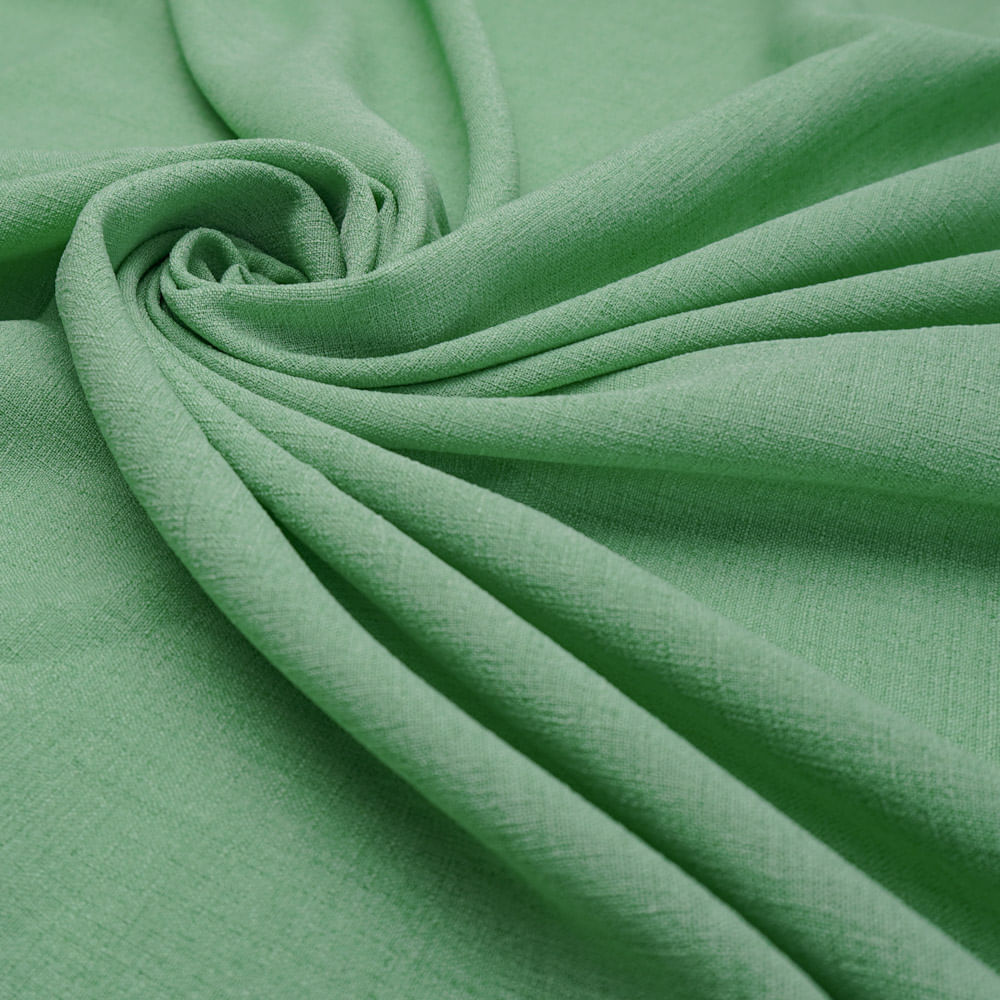 Tecido poliéster com textura de linho verde menta