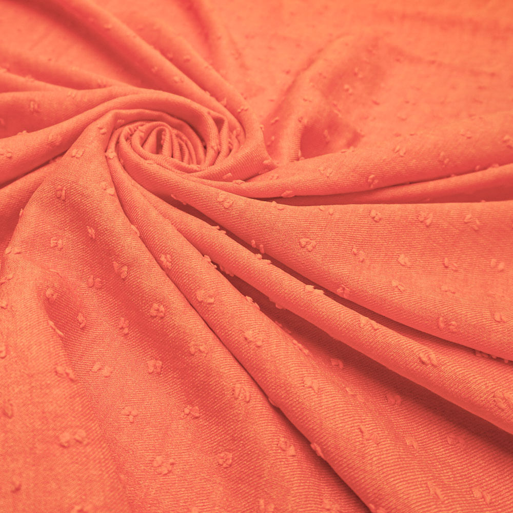 Tecido poliéster com textura de linho laranja pipoquinha