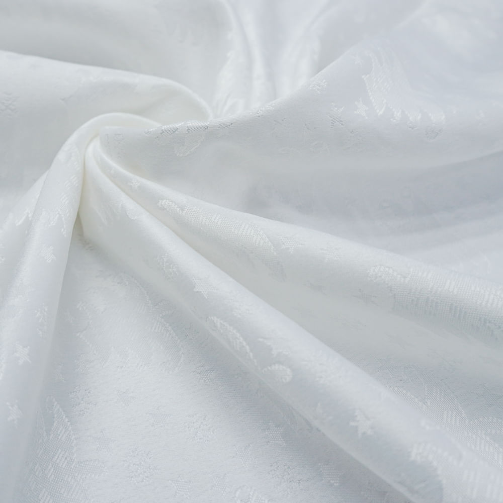 Tecido toalha de mesa jacquard damascado natalino off white