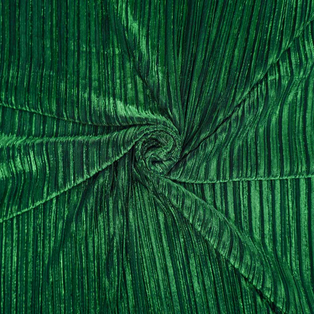 Tecido malha lurex plissada verde