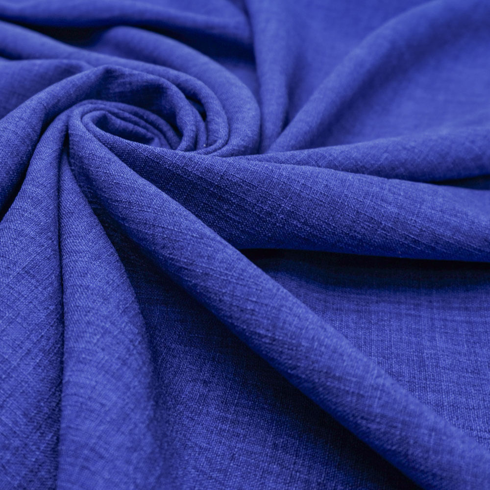 Tecido poliéster com textura de linho azul royal