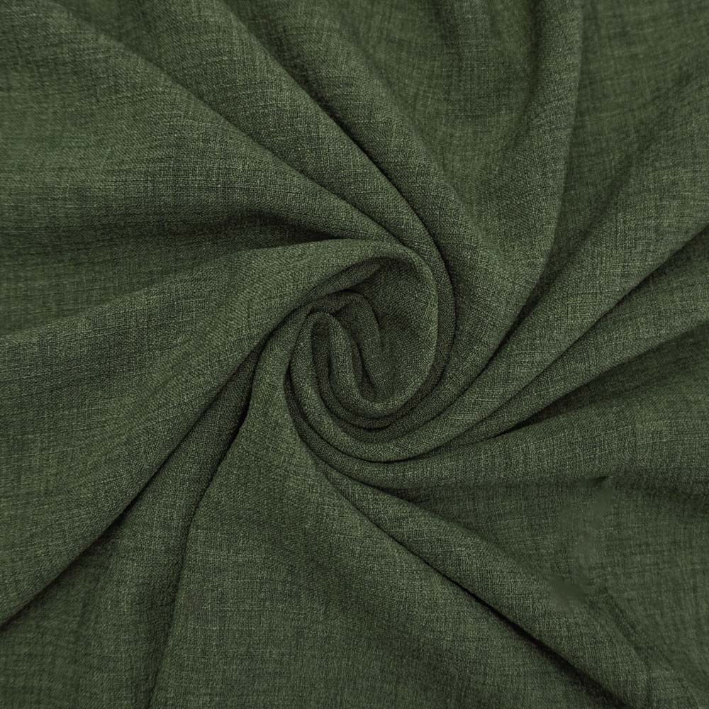 Tecido poliéster com textura de linho verde oliva escuro