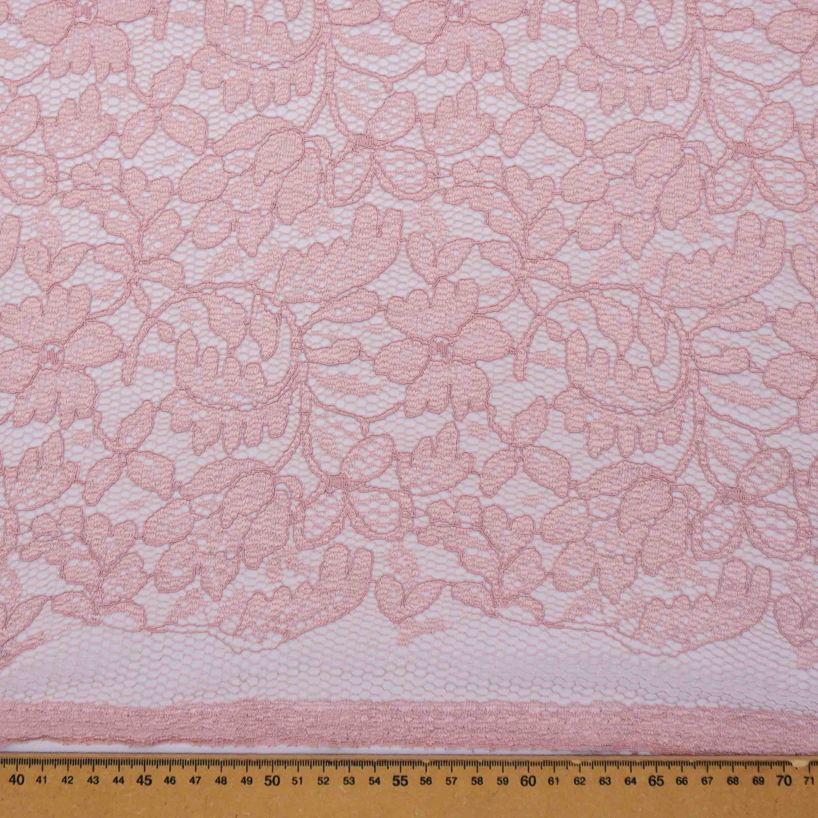Tecido renda bordada cordonê rosê und 55cm x 150cm