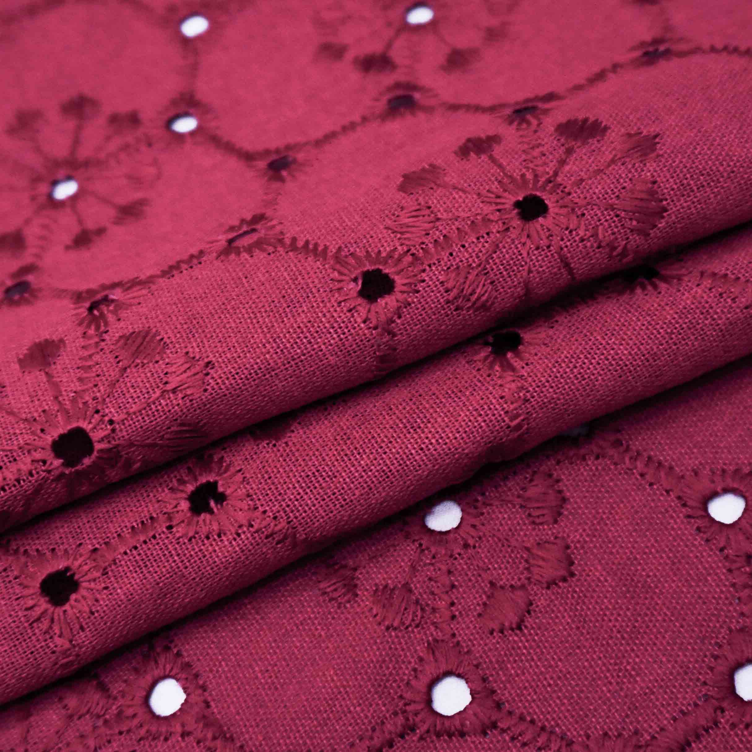 Tecido linho misto bordado (laise) pink