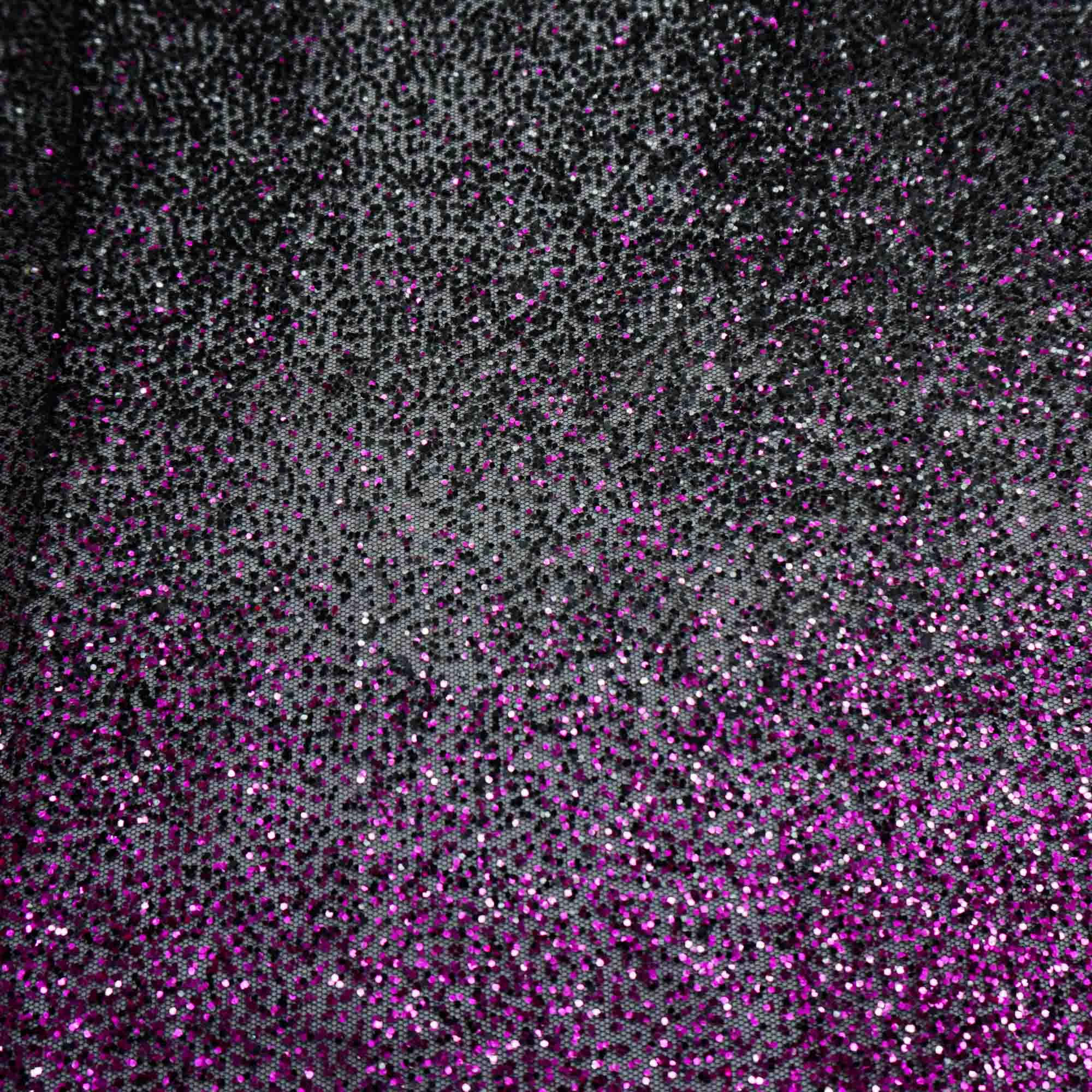 Tecido renda tule bordado com glitter cheio degradê preto/pink und 80cm x 150cm