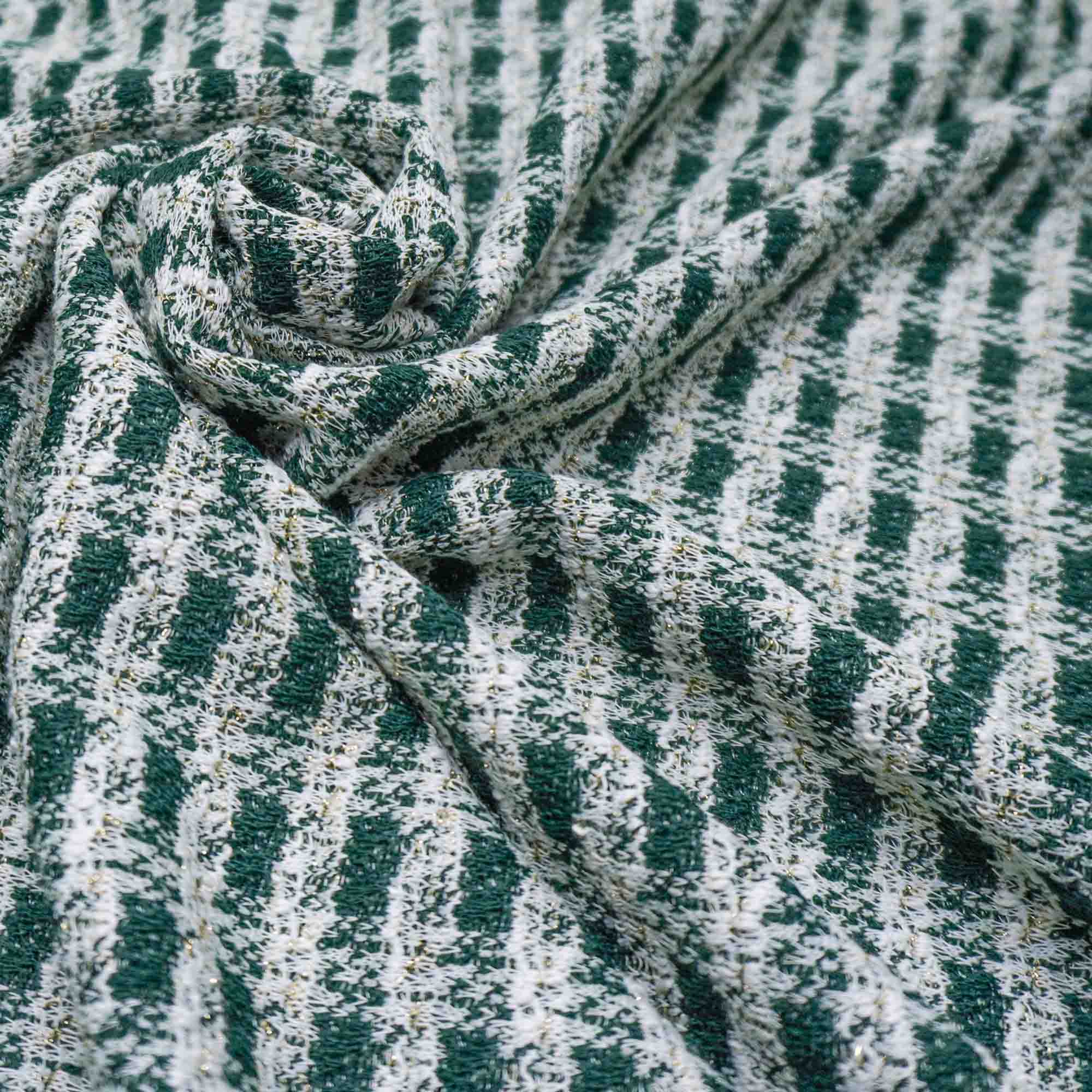 Tecido tweed verde fio lurex